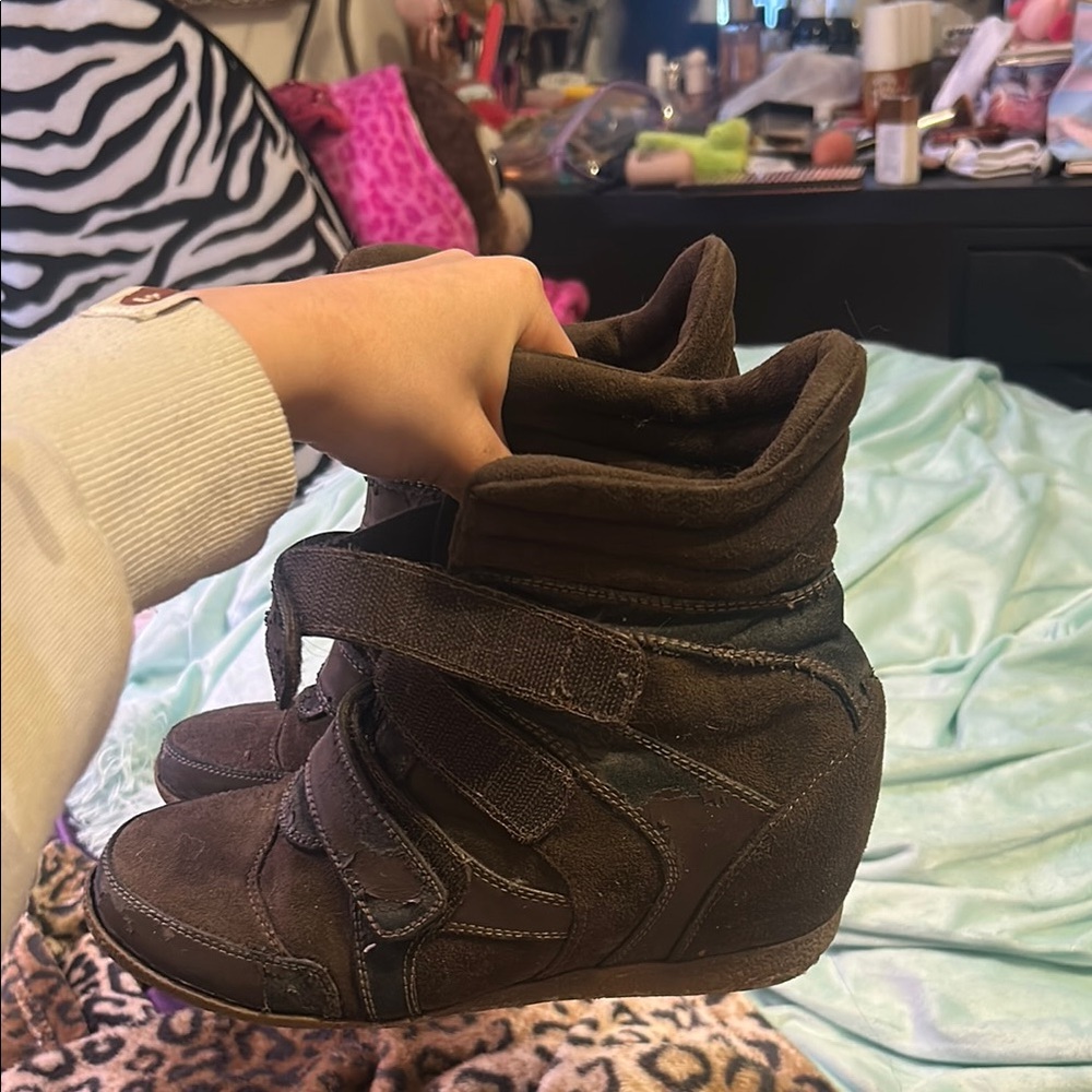 Brown Wedge Sneakers